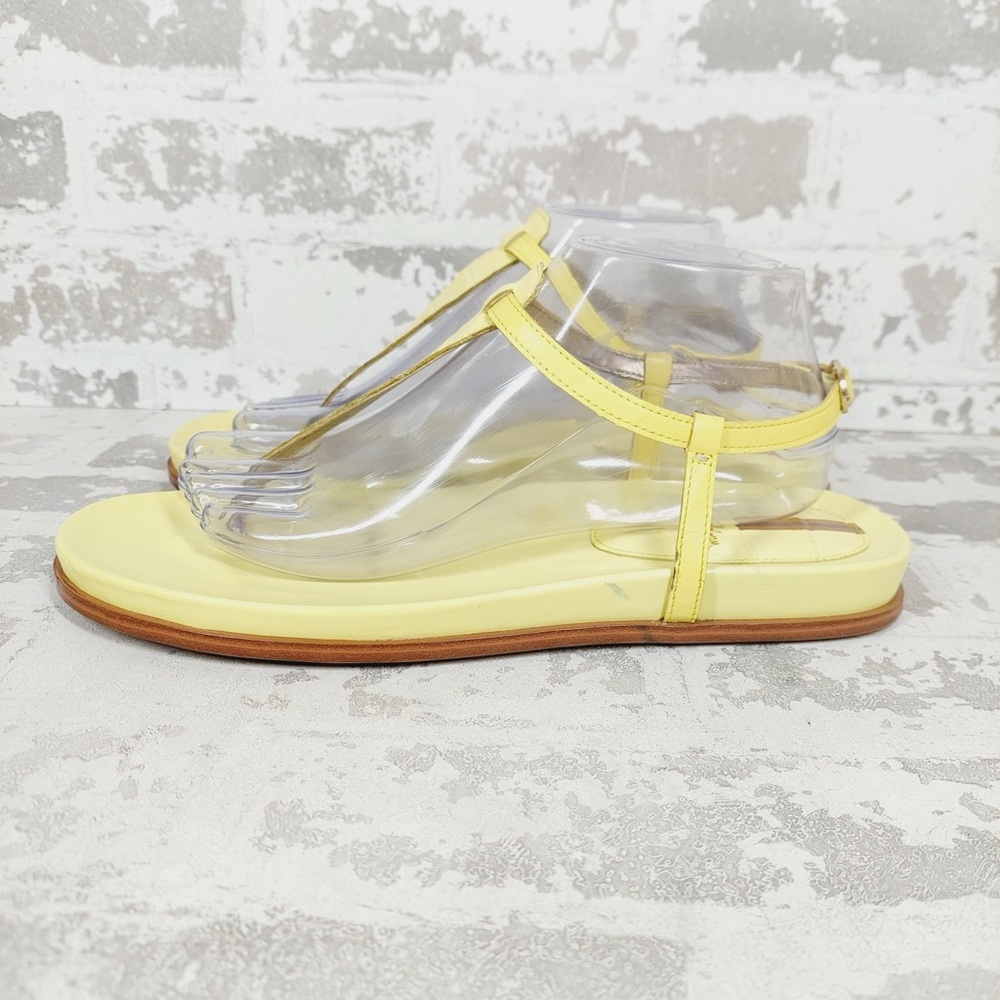 Sam Edelman Lemon Yellow Leather T-Strap Sandals